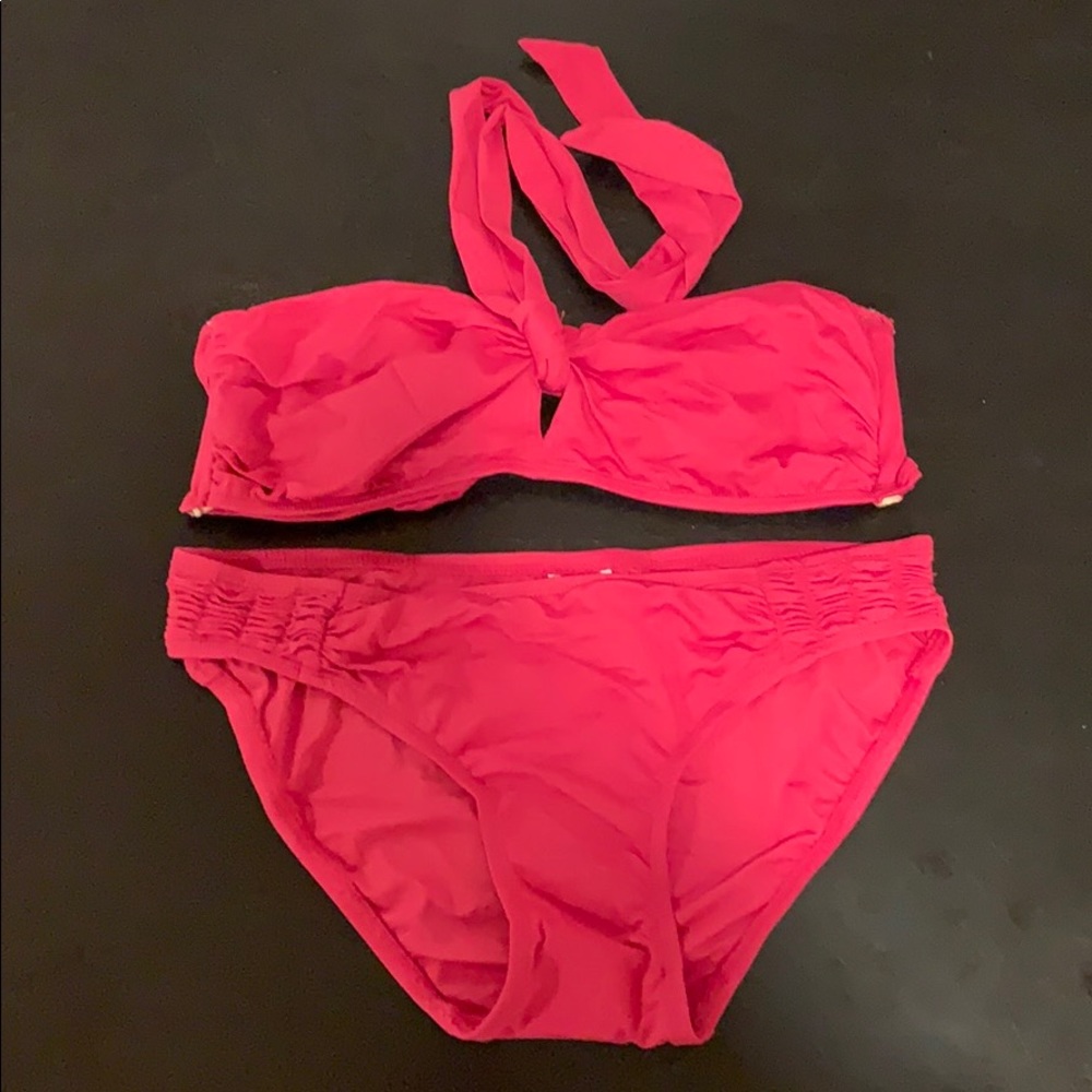 DKNY Raspberry Bandeau Bikini NWOT M